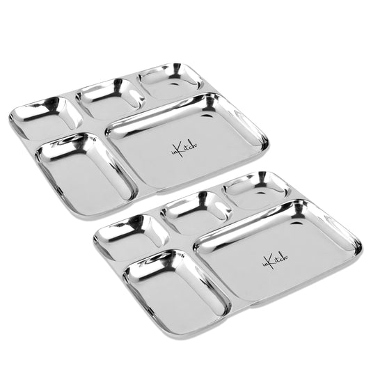 Grand Feast : Steel Dinner Thali Plate 5 in 1