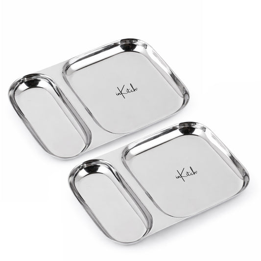Snack Duo : Steel Compartment Snack Plate 2 in 1