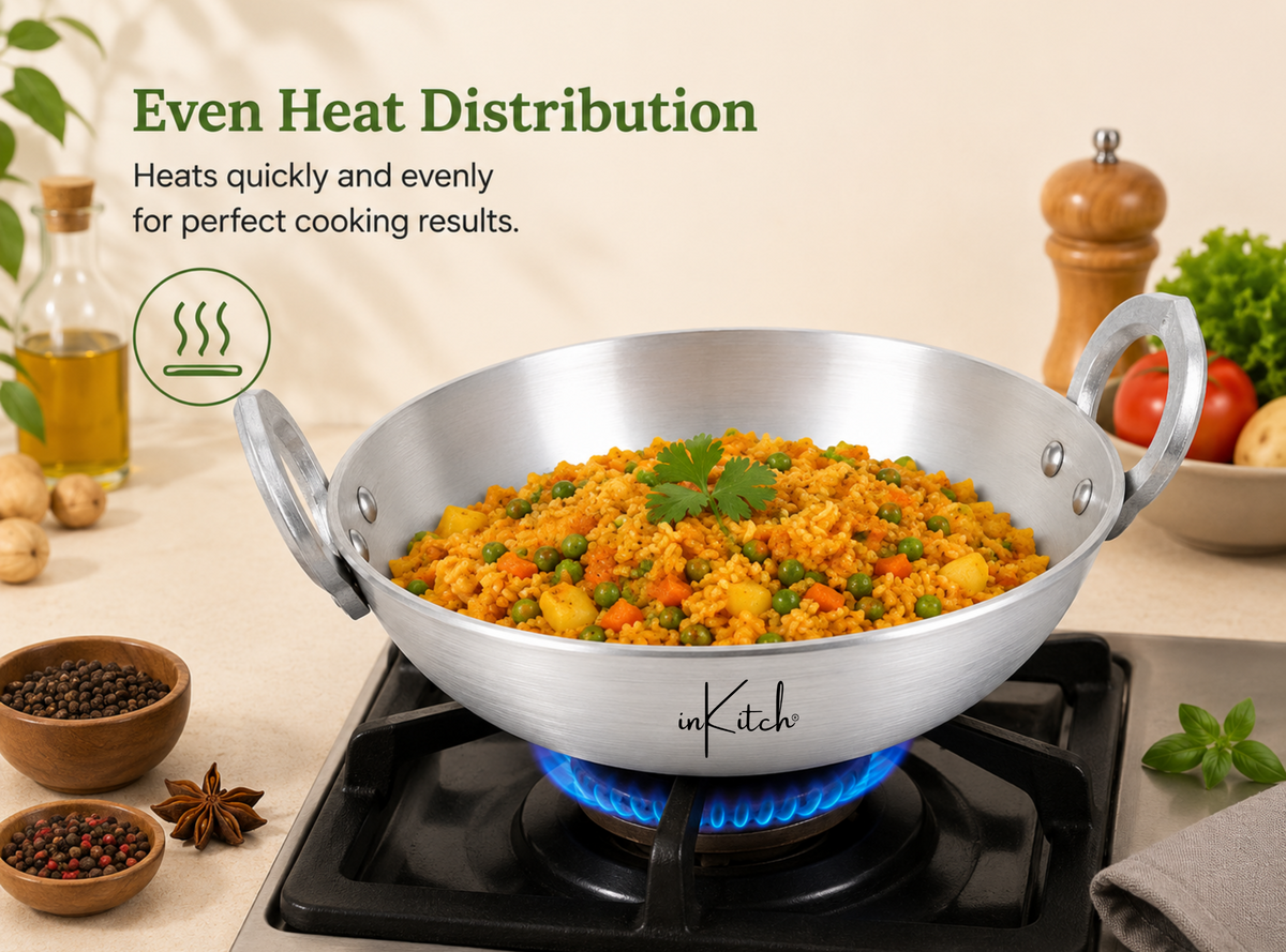 inKitch Aluminium Kadhai for Cooking