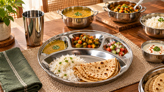 Best Steel Dinner Set for Daily Use: Thali Sizes, Piece Counts and What a Family of Four Needs