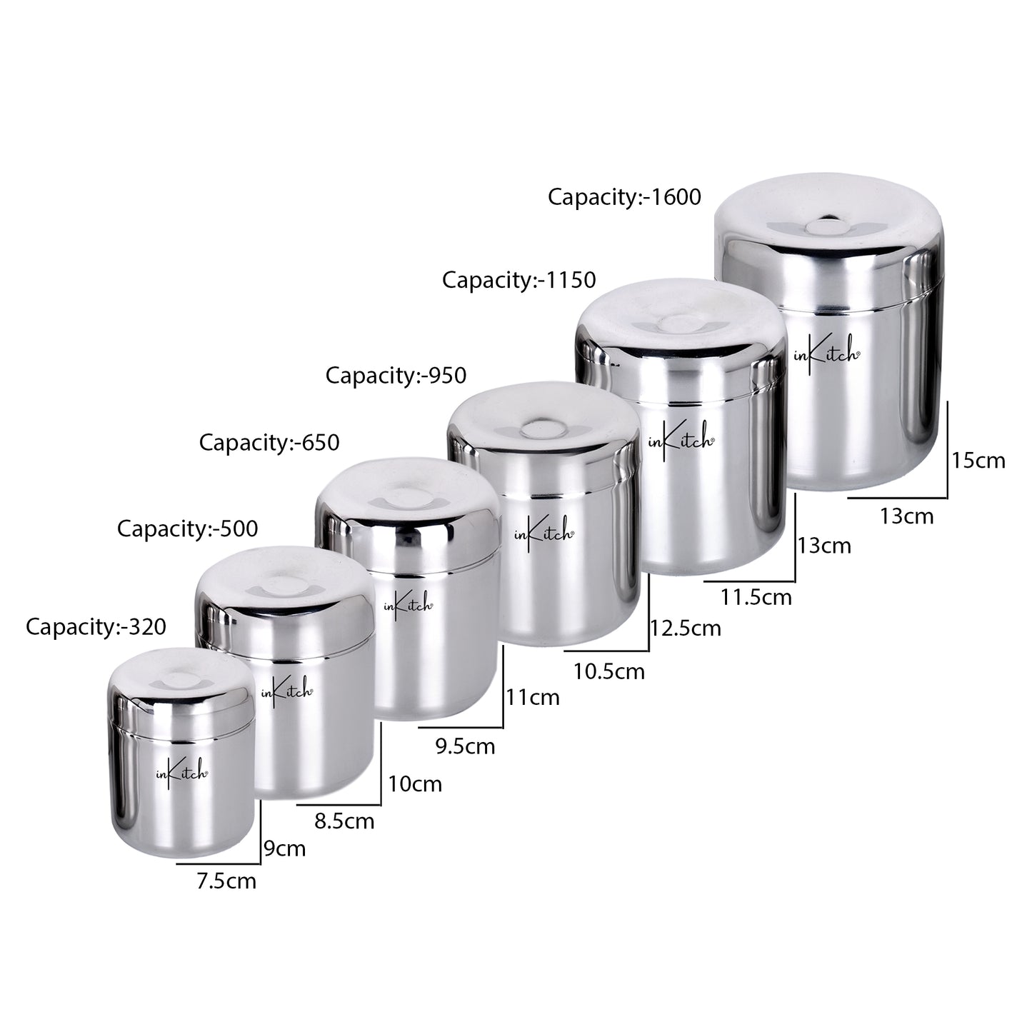 Set of 6 (320 &  500 & 650 & 950 & 1150 &1600ml)-2