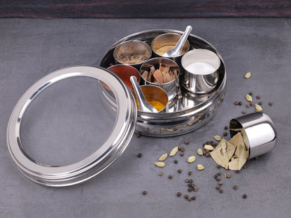 SpiceMate Belly : 7 Container Masala Box with 2 Spoons