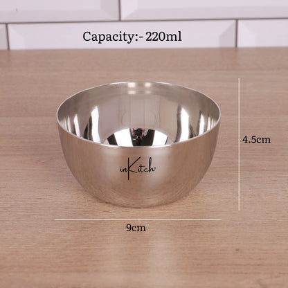 BowlCraft Apple : Premium Apple Shape Steel Katori Set 220ml