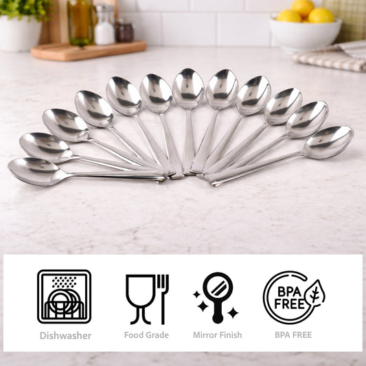 inKitch Steel Dessert & Tea Spoon Set of (6 and 12 Pack)