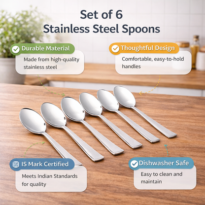 inKitch Steel Dessert & Tea Spoon Set of (6 and 12 Pack)