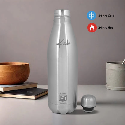 ThermoLock Classic : 24Hr Hot & Cold Steel Flask (Silver)