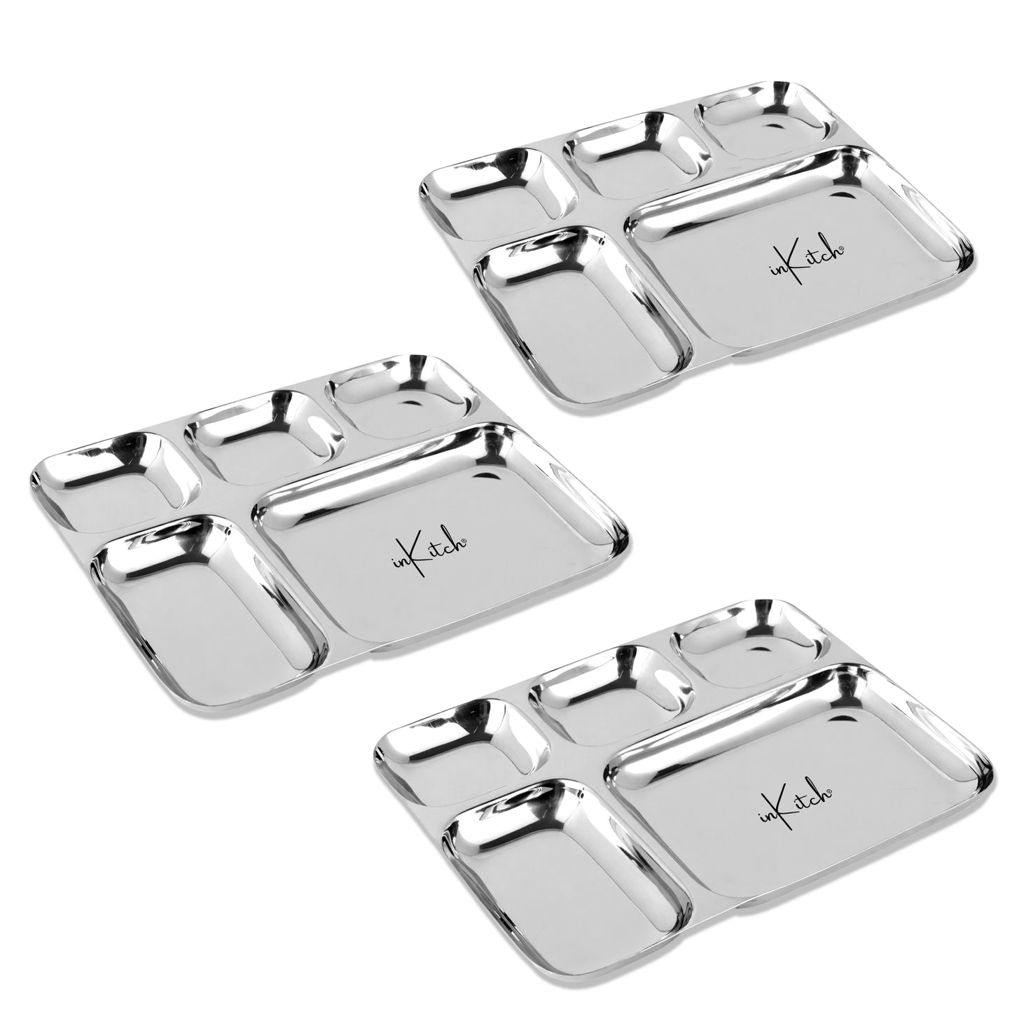 Grand Feast : Steel Dinner Thali Plate 5 in 1