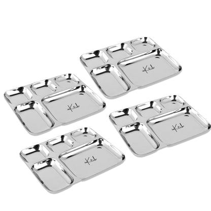 Grand Feast : Steel Dinner Thali Plate 5 in 1