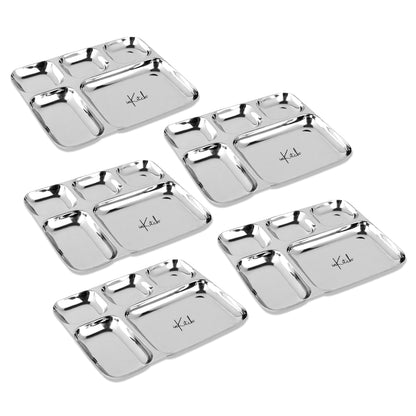 Grand Feast : Steel Dinner Thali Plate 5 in 1