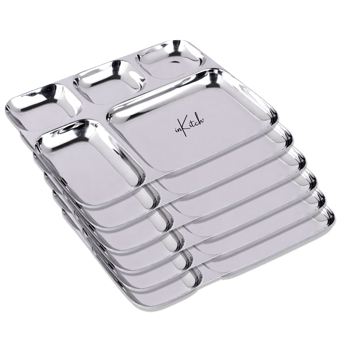 Grand Feast : Steel Dinner Thali Plate 5 in 1