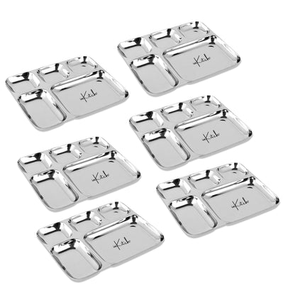Grand Feast : Steel Dinner Thali Plate 5 in 1