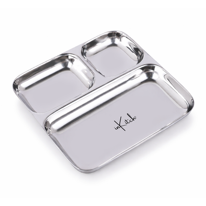 Street Trio : Steel Compartment Thali Plate 3 in 1