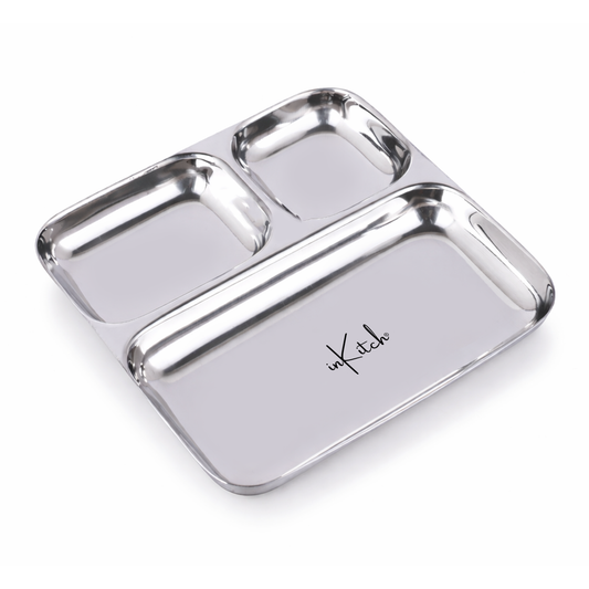 Street Trio : Steel Compartment Thali Plate 3 in 1