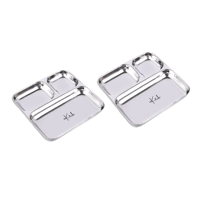 Street Trio : Steel Compartment Thali Plate 3 in 1