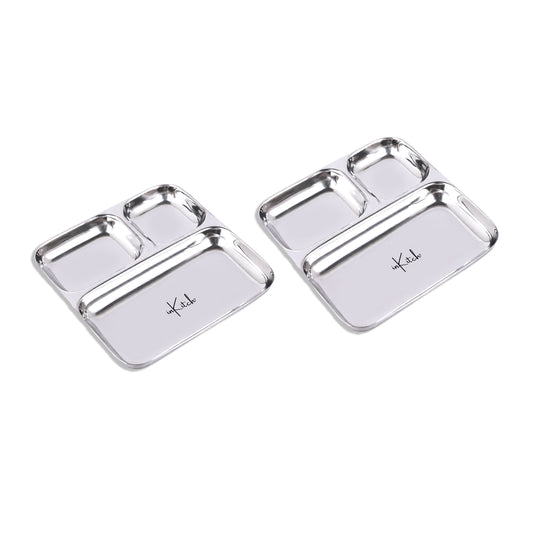 Street Trio : Steel Compartment Thali Plate 3 in 1