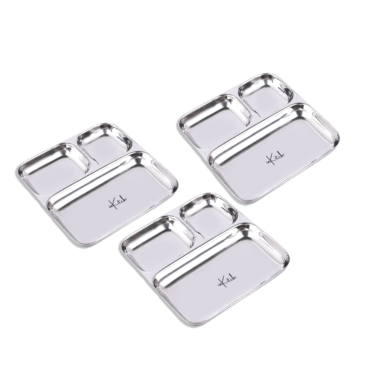 Street Trio : Steel Compartment Thali Plate 3 in 1