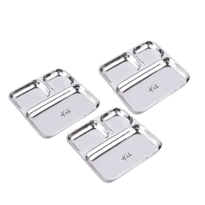 Street Trio : Steel Compartment Thali Plate 3 in 1