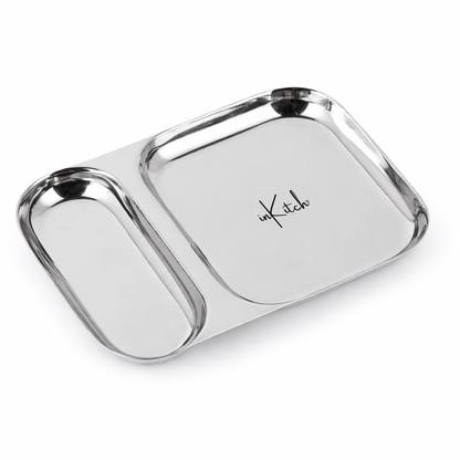 Snack Duo : Steel Compartment Snack Plate 2 in 1