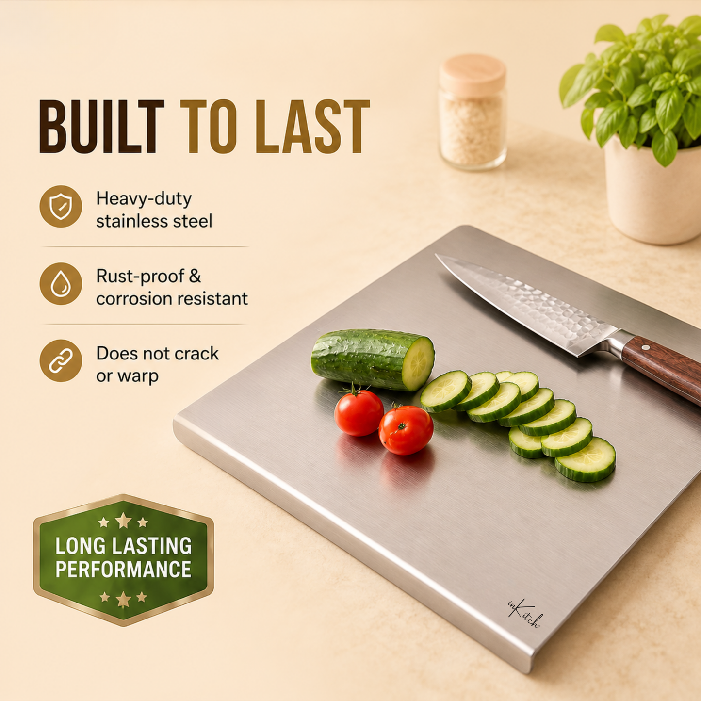 ChopCraft Table Top : Large Steel Chopping Board (35 × 29cm)