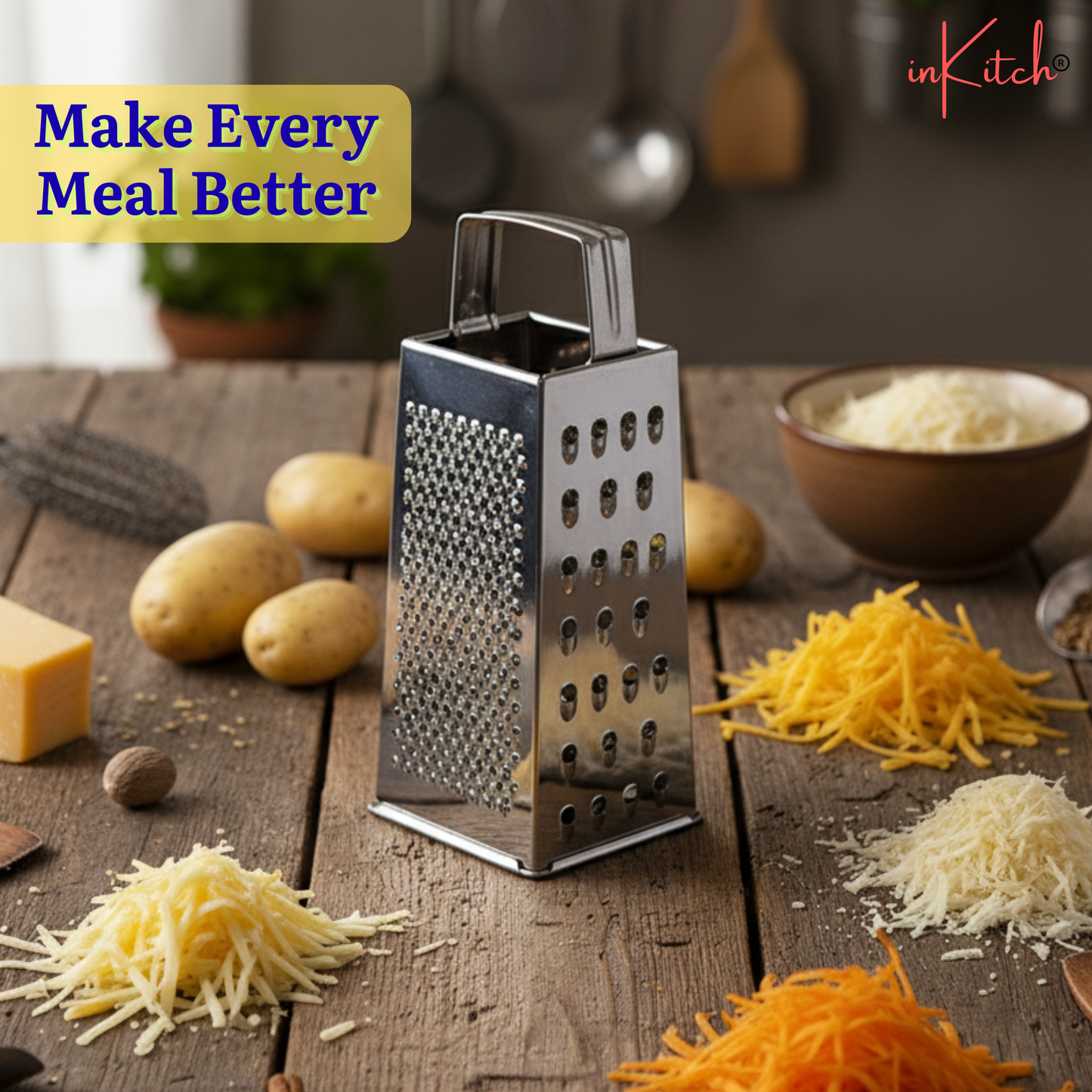 GrateEdge : 4 in 1 Steel Grater & Slicer