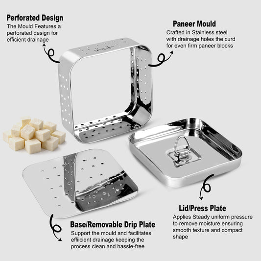 PaneerBlock Square : Steel Paneer & Tofu Press Maker