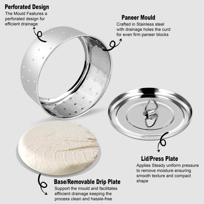PaneerBlock Round : Steel Paneer & Tofu Press Maker