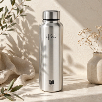 SipMate : Single-Wall Steel Water Bottle 1L (Silver)