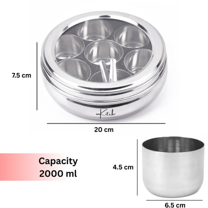 SpiceMate Belly : 7 Container Masala Box with 2 Spoons