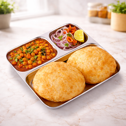 Street Trio : Steel Compartment Thali Plate 3 in 1
