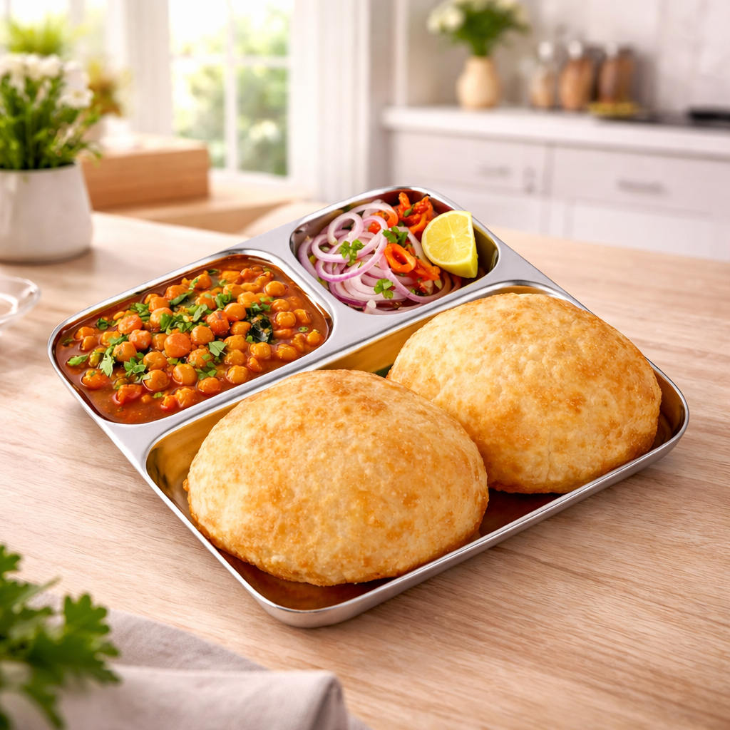 Street Trio : Steel Compartment Thali Plate 3 in 1