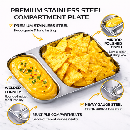 Snack Duo : Steel Compartment Snack Plate 2 in 1