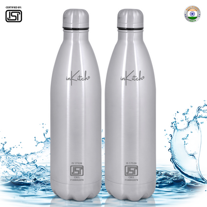 ThermoLock Classic : 24Hr Hot & Cold Steel Flask (Silver)