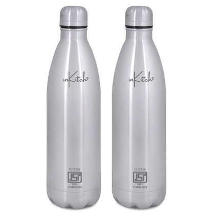 ThermoLock Classic : 24Hr Hot & Cold Steel Flask (Silver)