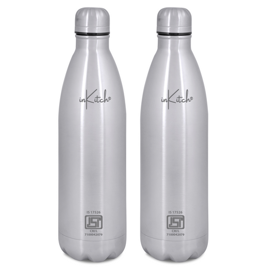 ThermoLock Classic : 24Hr Hot & Cold Steel Flask (Silver)