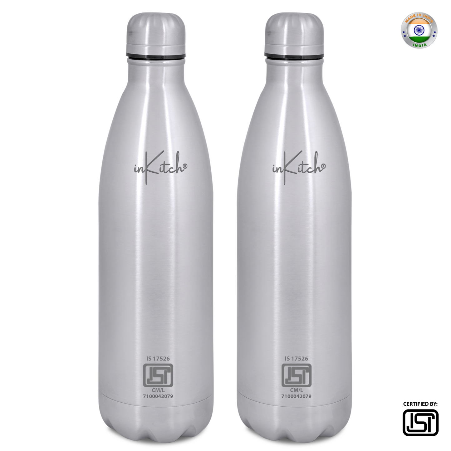 ThermoLock Classic : 24Hr Hot & Cold Steel Flask (Silver)