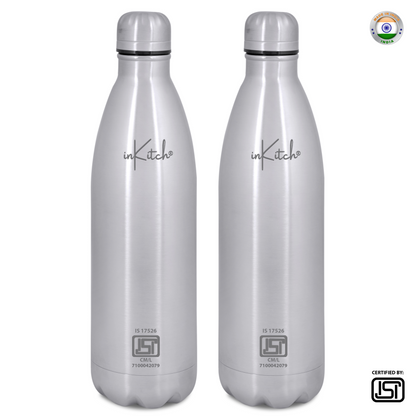 ThermoLock Classic : 24Hr Hot & Cold Steel Flask (Silver)