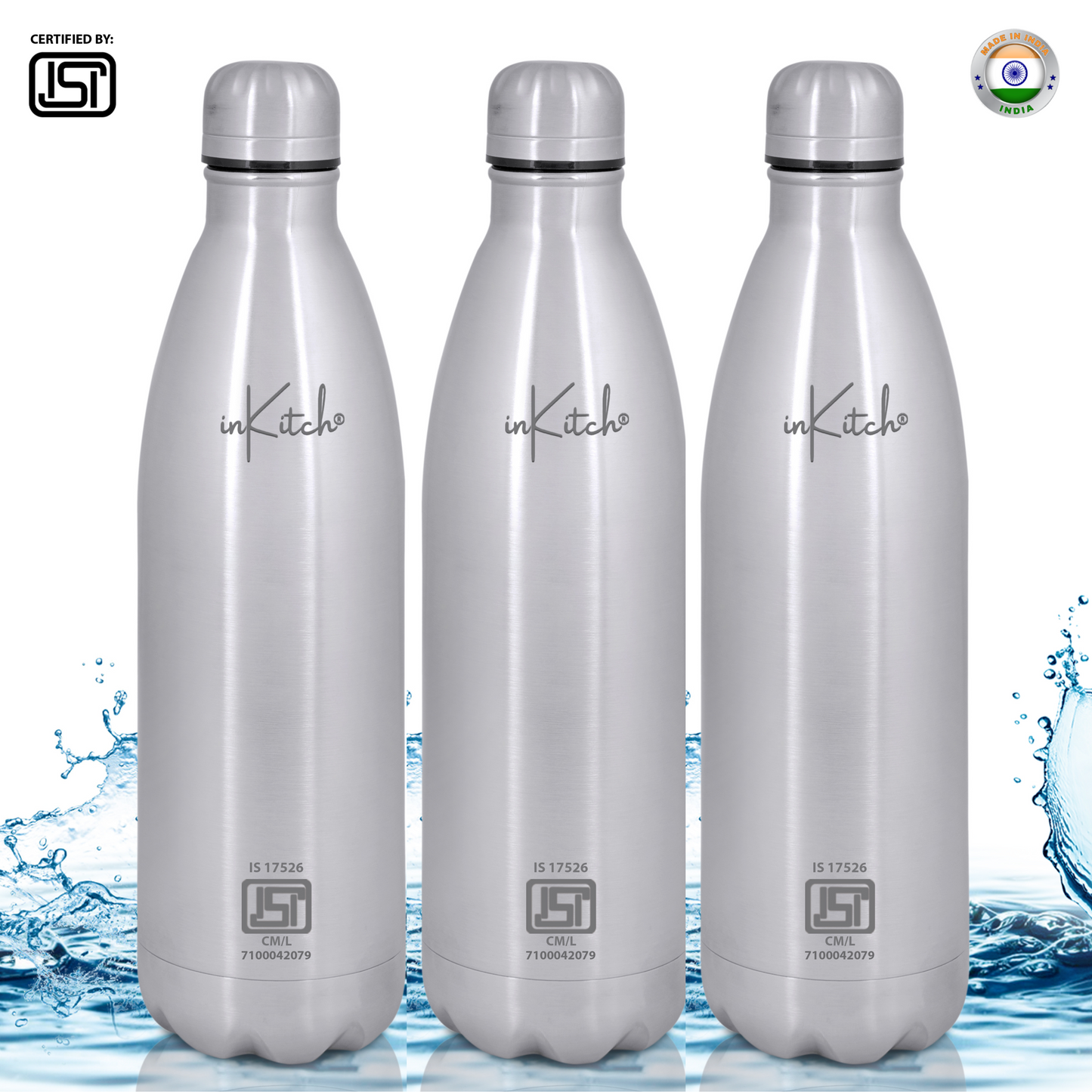 ThermoLock Classic : 24Hr Hot & Cold Steel Flask (Silver)