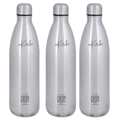 ThermoLock Classic : 24Hr Hot & Cold Steel Flask (Silver)