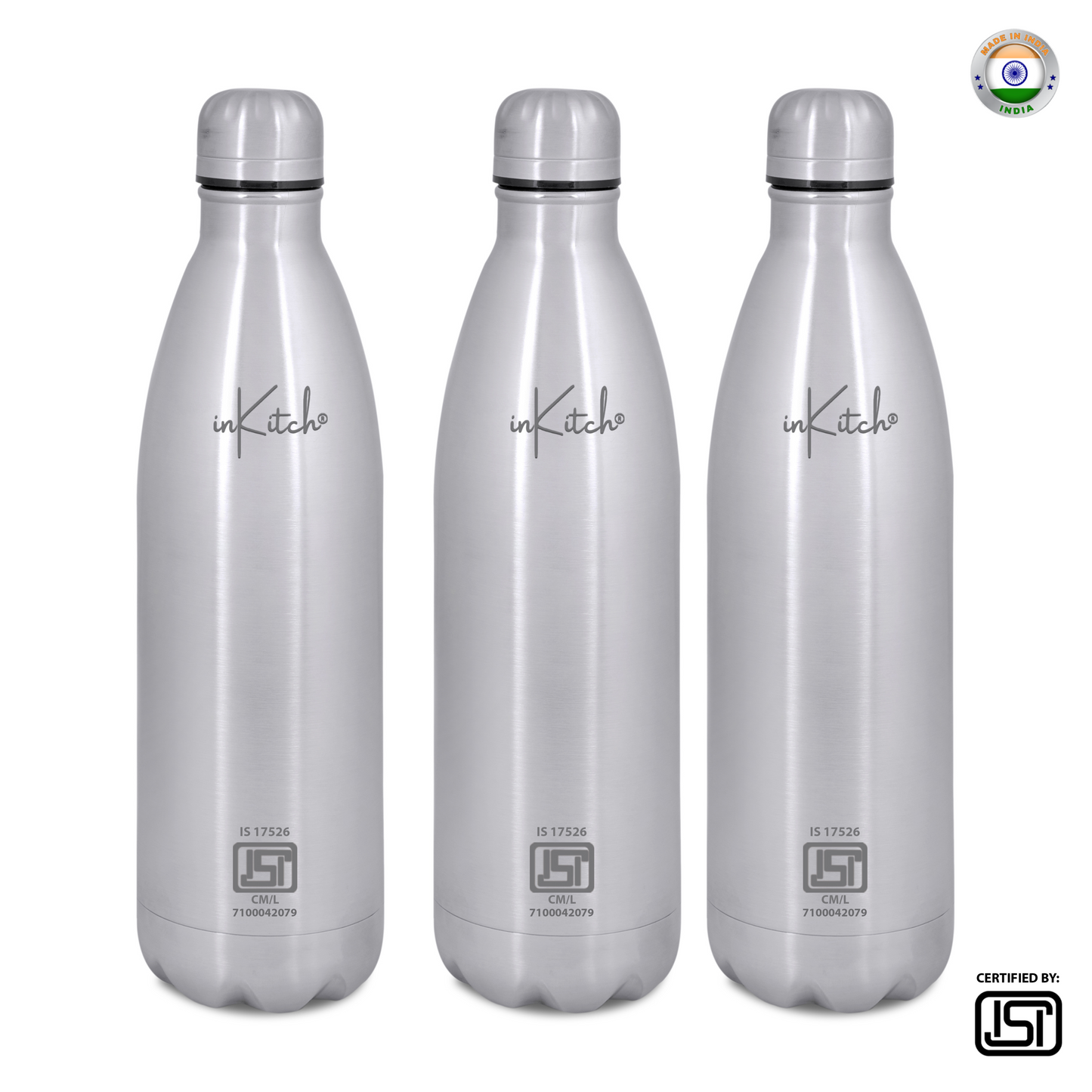 ThermoLock Classic : 24Hr Hot & Cold Steel Flask (Silver)