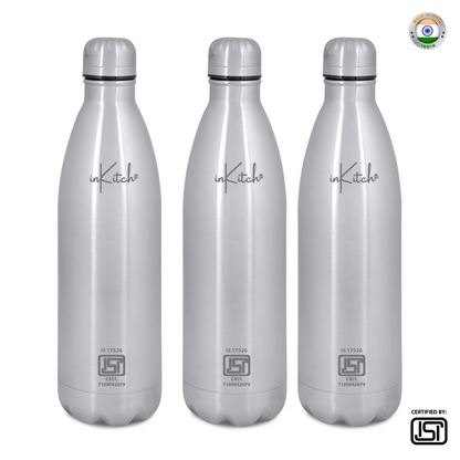 ThermoLock Classic : 24Hr Hot & Cold Steel Flask (Silver)