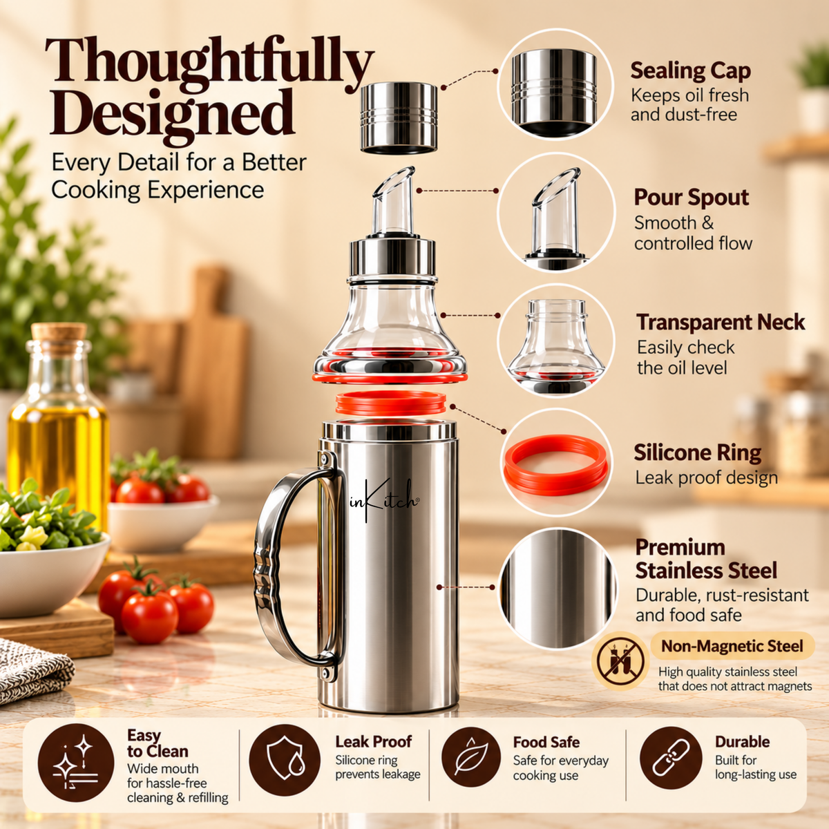 inKitch 1000 ml Cooking Oil Dispenser