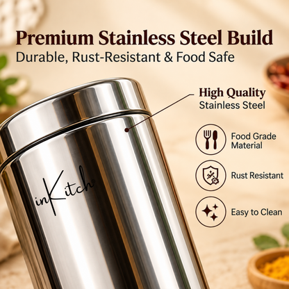Stainless Steel Belly Shape Kitchen Spice Box | Masala Container | Masala Dani with Individual See Through lid (Spice Tray Set)