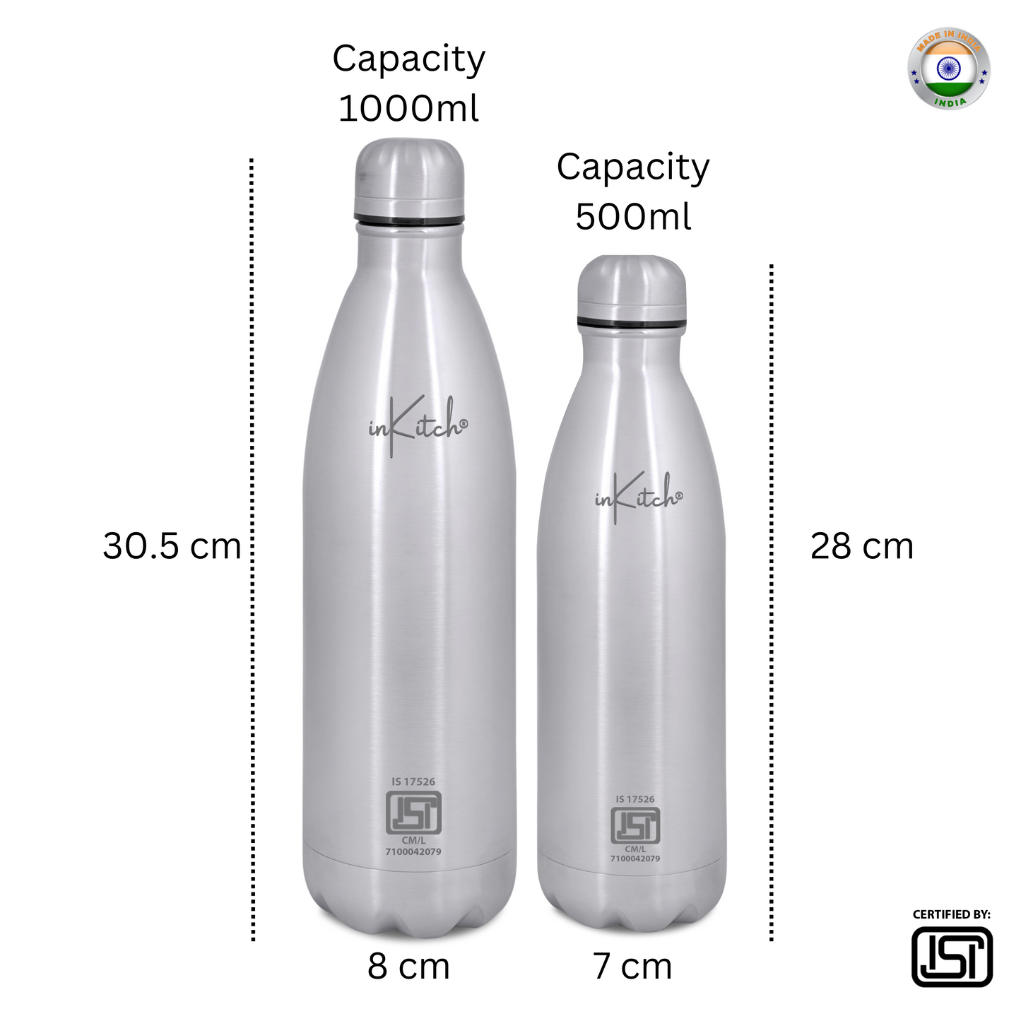 ThermoLock Classic : 24Hr Hot & Cold Steel Flask (Silver)