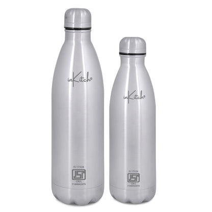 ThermoLock Classic : 24Hr Hot & Cold Steel Flask (Silver)