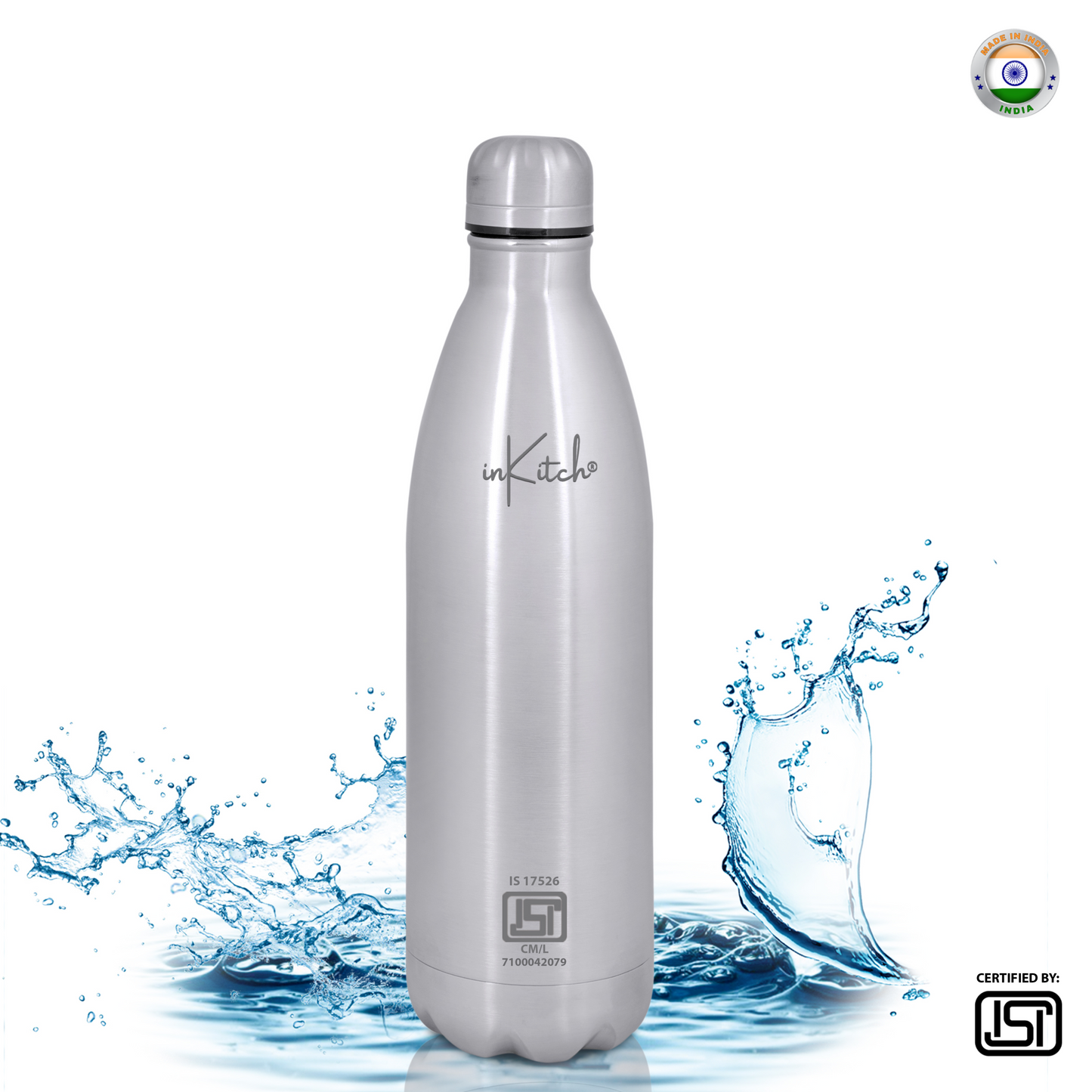 ThermoLock Classic : 24Hr Hot & Cold Steel Flask (Silver)