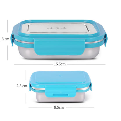 Lunch Box for Kids with 500ml Steel Bottle with Cap, Leak Proof Stainless Steel Tiffin Box Set, Air Tight Food Grade Lunch Box 540ML + 90ML for School Kids Office College Picnic Travel