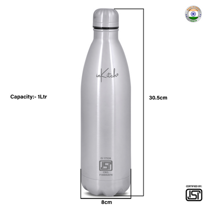 ThermoLock Classic : 24Hr Hot & Cold Steel Flask (Silver)
