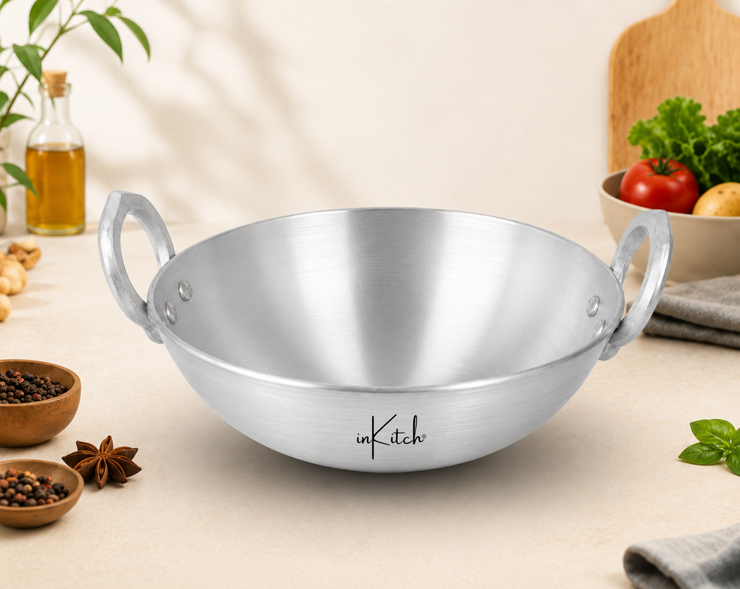 inKitch Aluminium Kadhai for Cooking