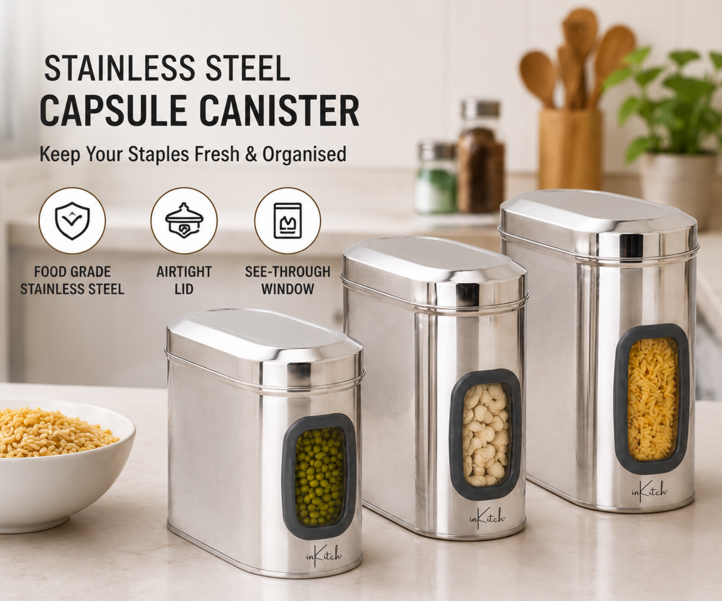 Canista : ISI Certified See Through Steel Canister