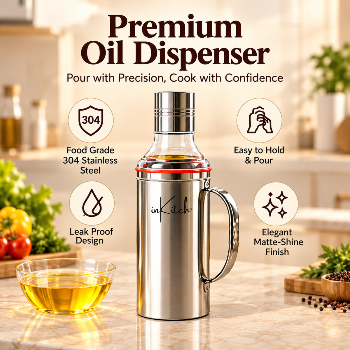 inKitch 1000 ml Cooking Oil Dispenser